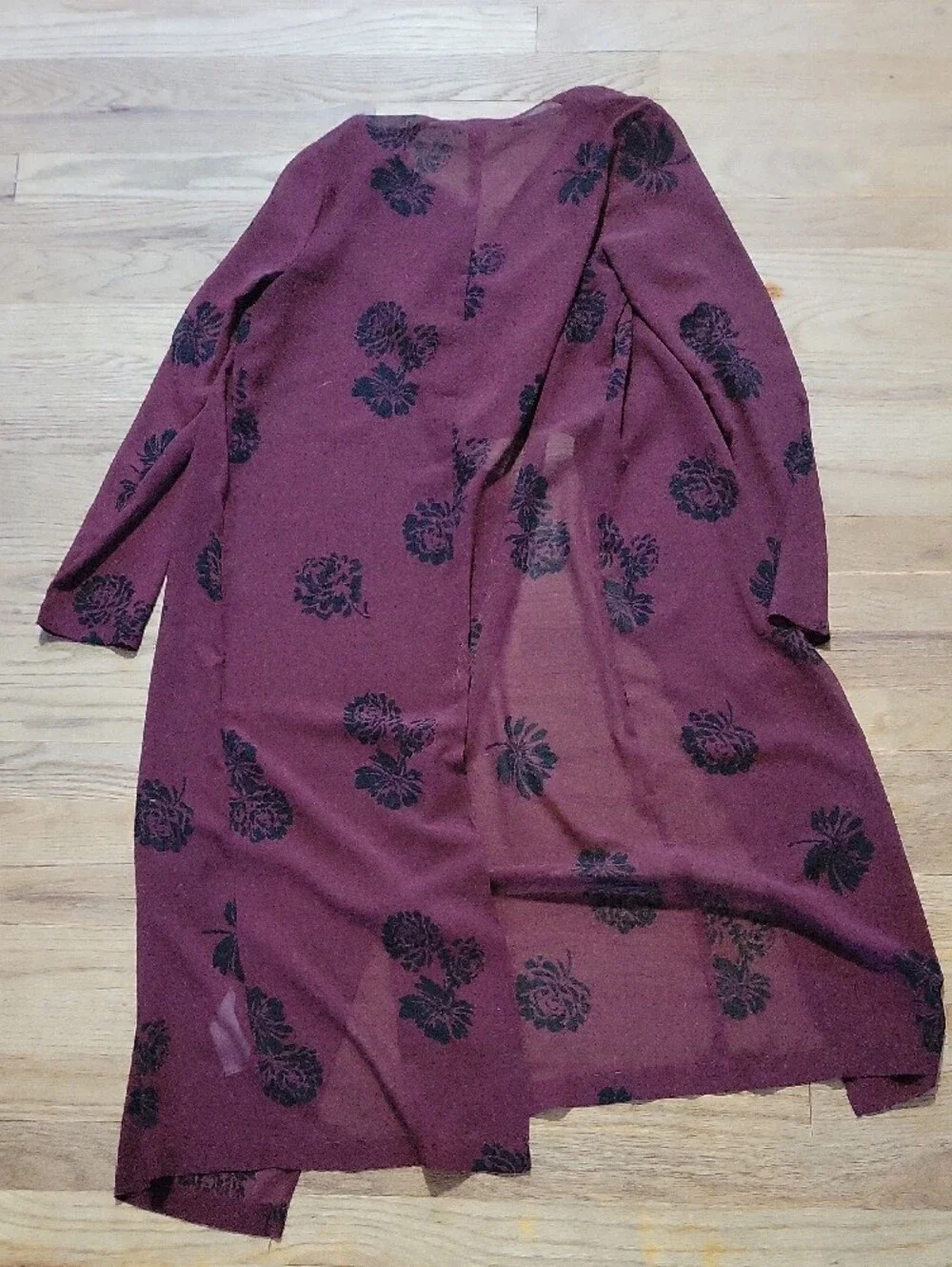 Forever 21 Sz S Mauve Floral Sheer Duster Cardigan - Picture 6 of 7